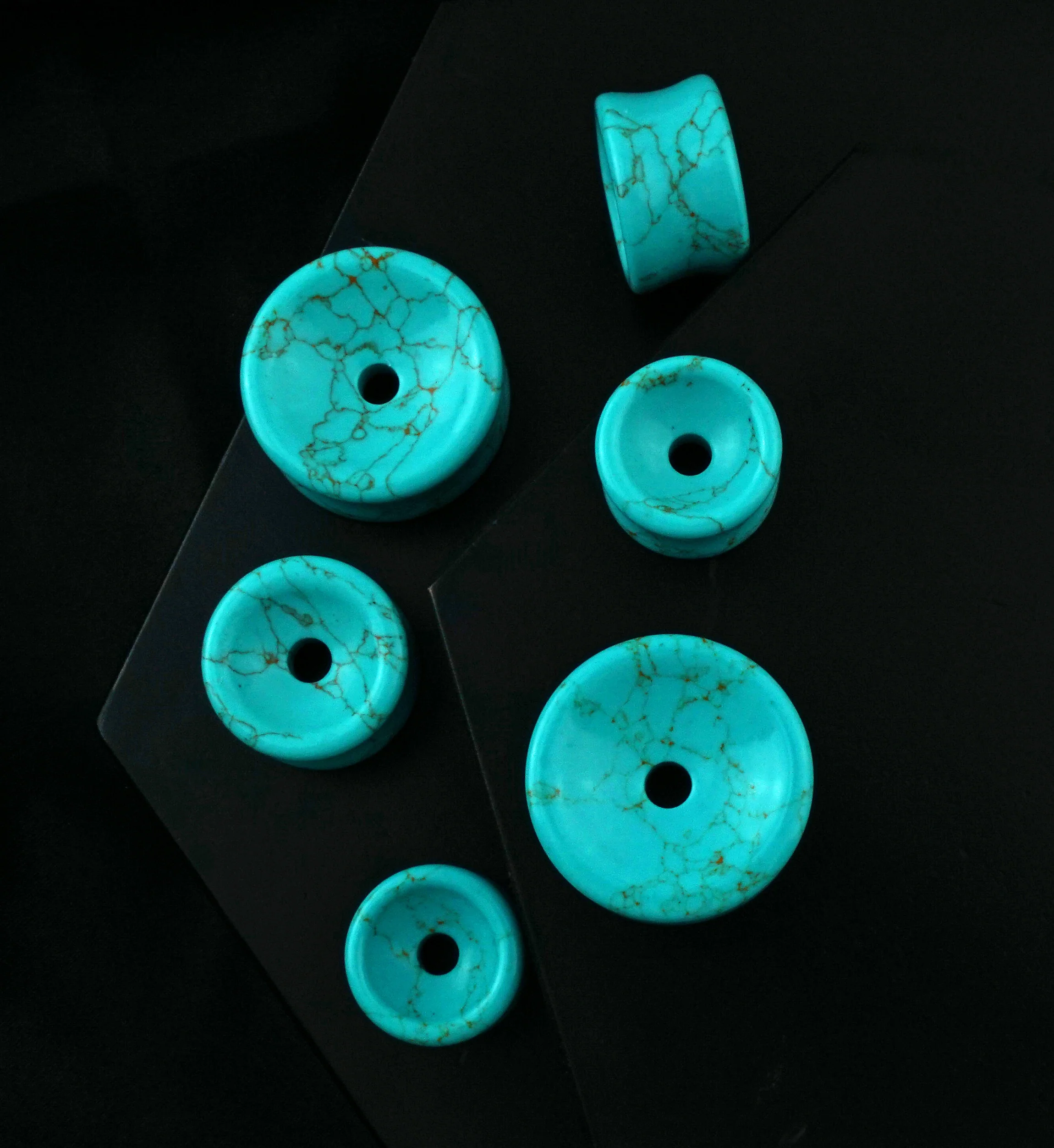 Turquoise Howlite Stone Thick Wall Tunnels - Image 2