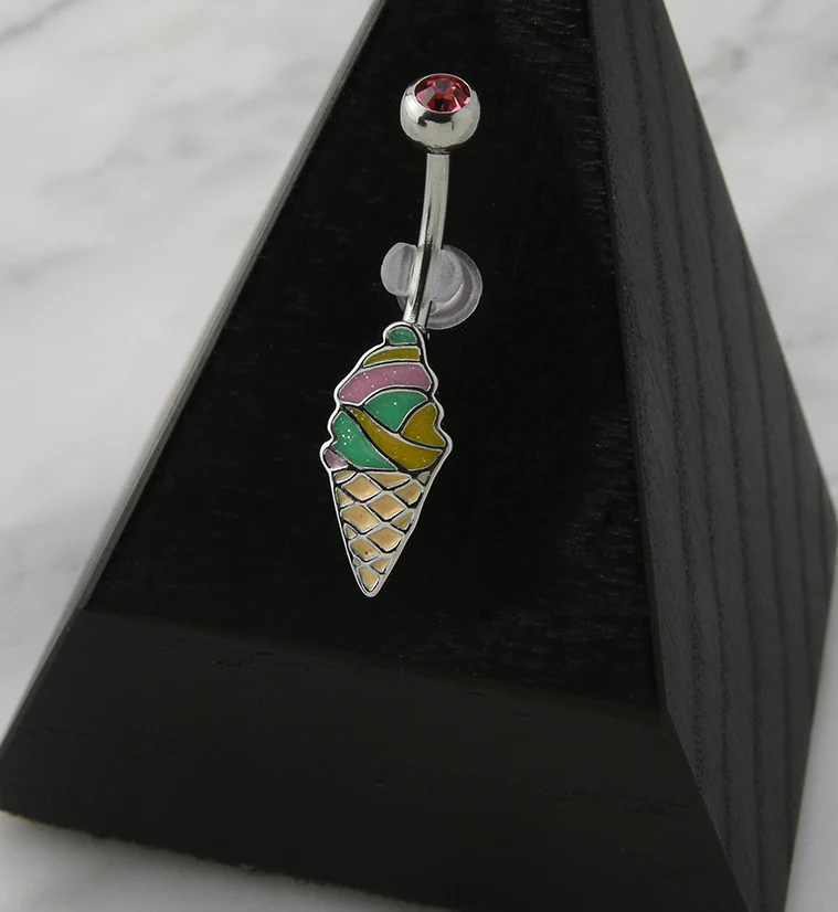 Ice Cream Cone CZ Belly Button Ring - Image 2