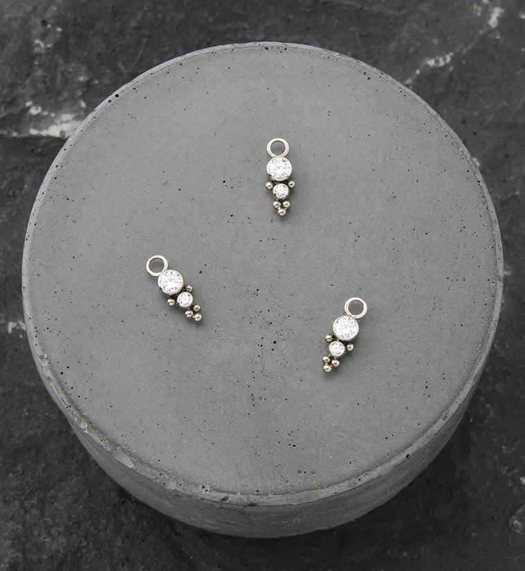 Icicle Clear CZ Titanium Charm - Image 2