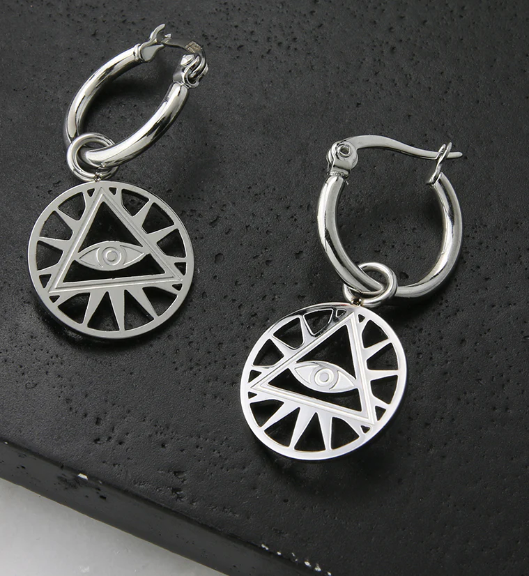 Illuminati Stainless Steel Hoop Earrings - Image 2
