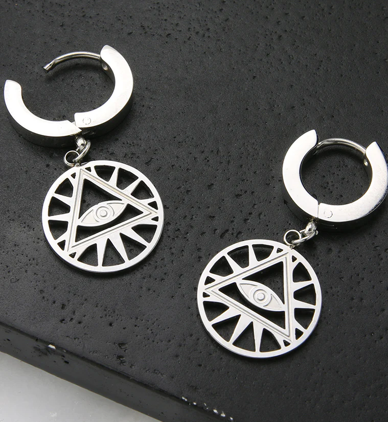 Illuminati Stainless Steel Huggie Earrings - Image 2