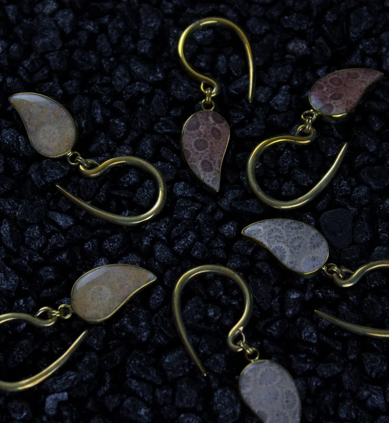 Interval Fossilized Coral Brass Hangers - Image 2