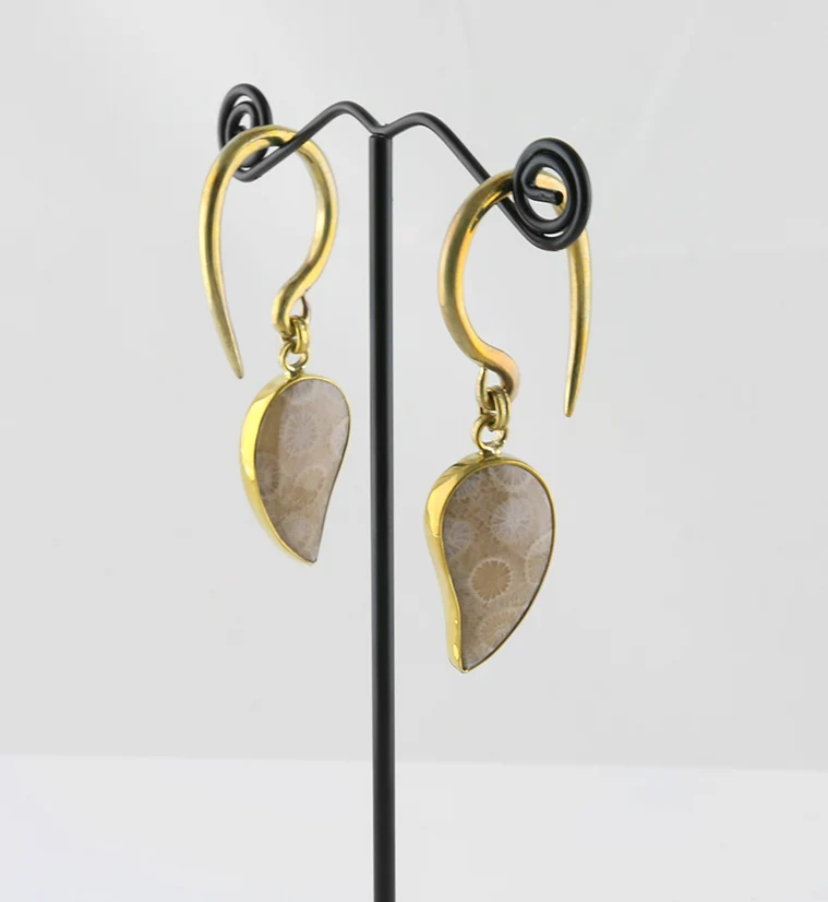 Interval Fossilized Coral Brass Hangers - Image 3