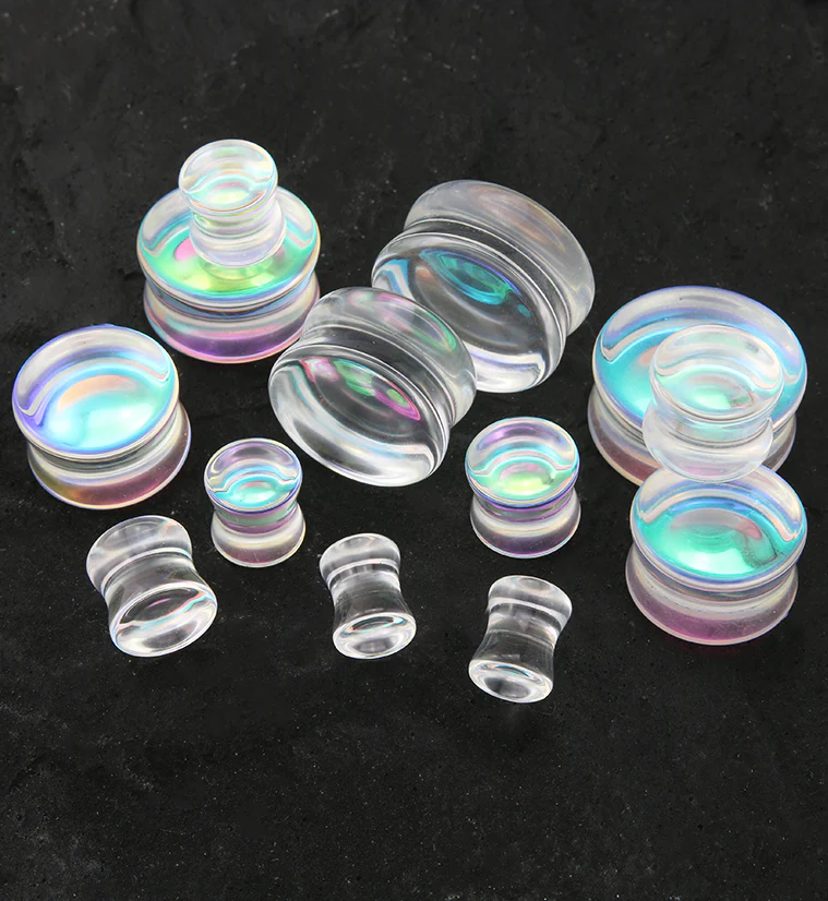 Iridescent Glass Double Flare Plugs - Image 2