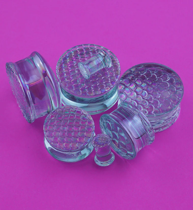 Iridescent Mermaid Glass Double Flare Plugs - Image 2
