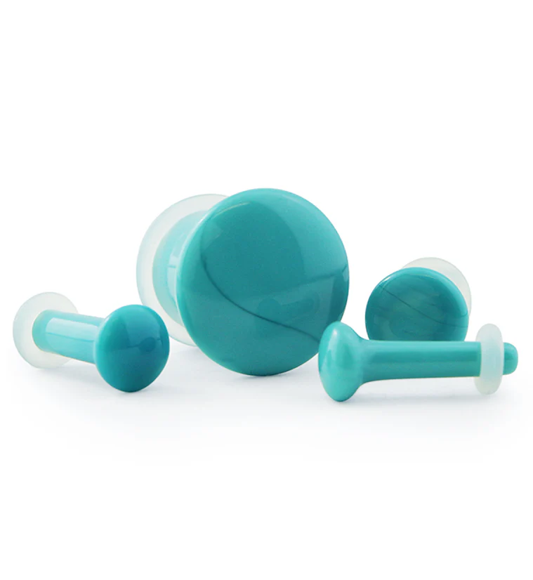 Island Blue Single Flare Glass Plugs