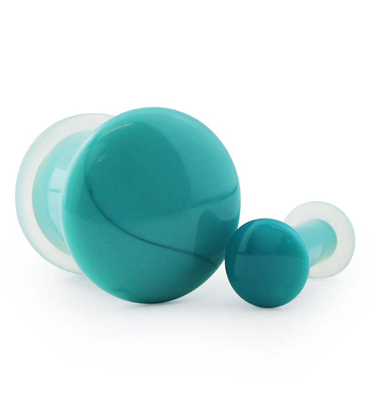 Island Blue Single Flare Glass Plugs - Image 3
