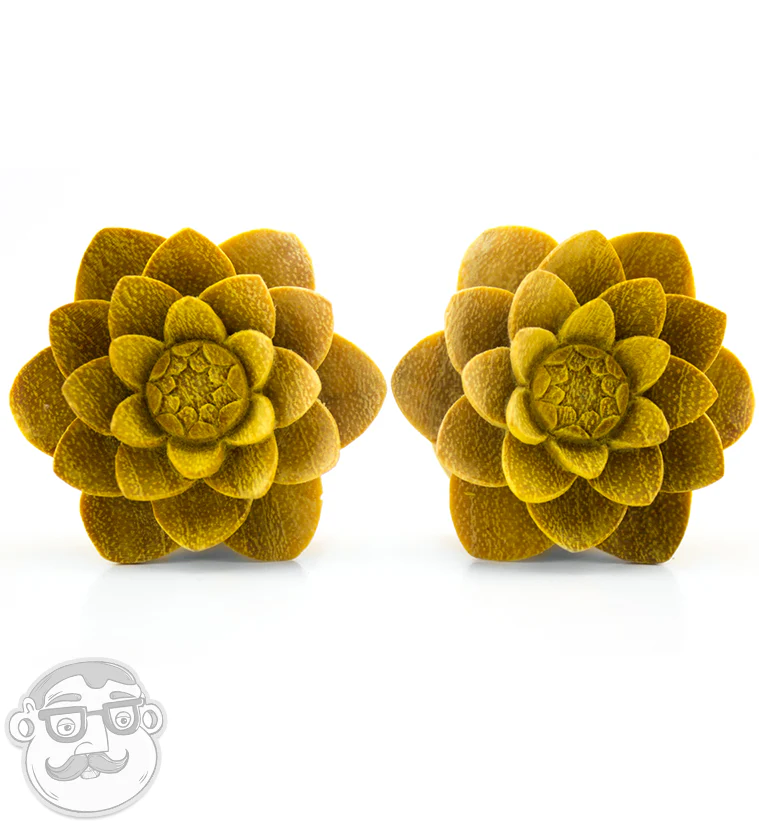 Jackfruit Wood Carved Camellia Flower Plugs - Image 5