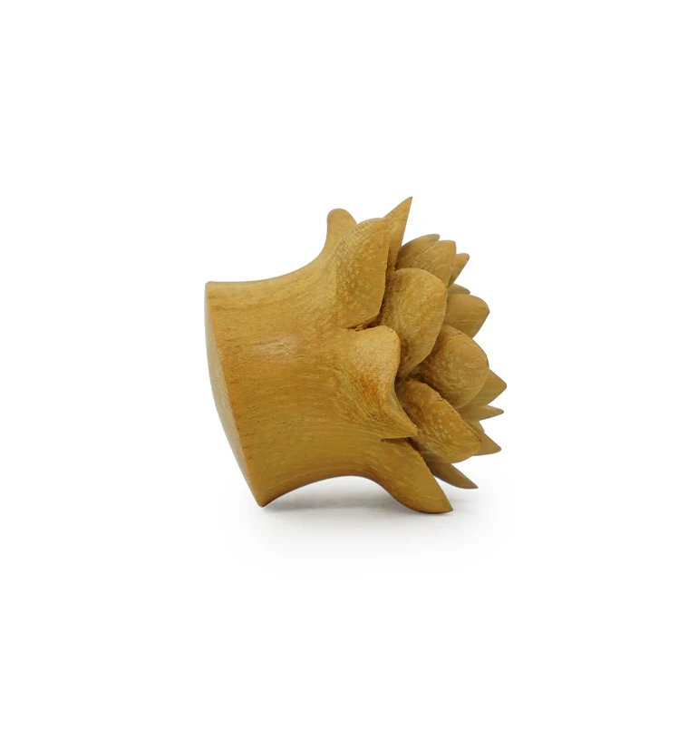 Jackfruit Wood Carved Camellia Flower Plugs - Image 7