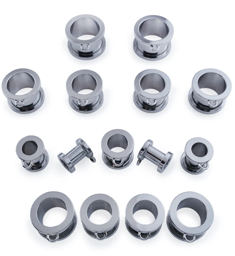 Jump Ring Stainless Steel Screw Back Tunnel Plugs - Image 3