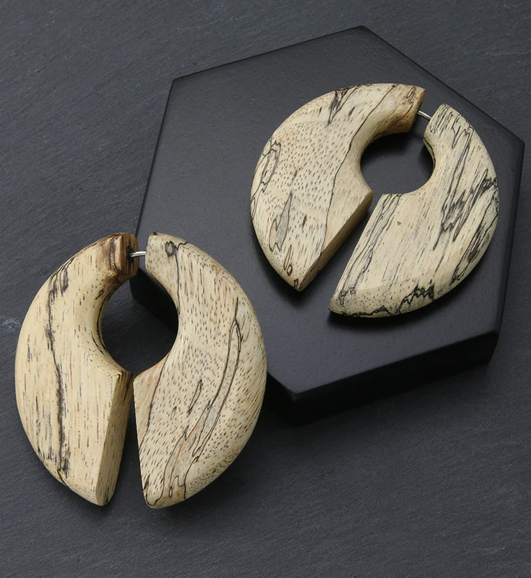 Keyhole Tamarind Wood Fake Gauge Earrings - Image 2