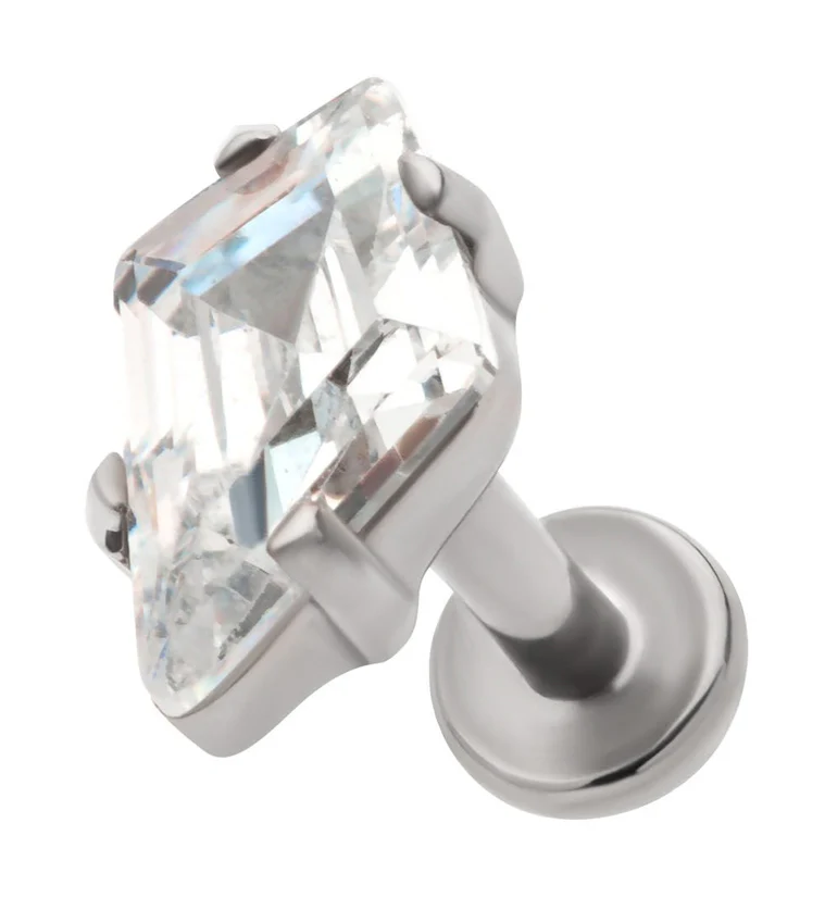 Kite Clear CZ Titanium Internally Threaded Labret