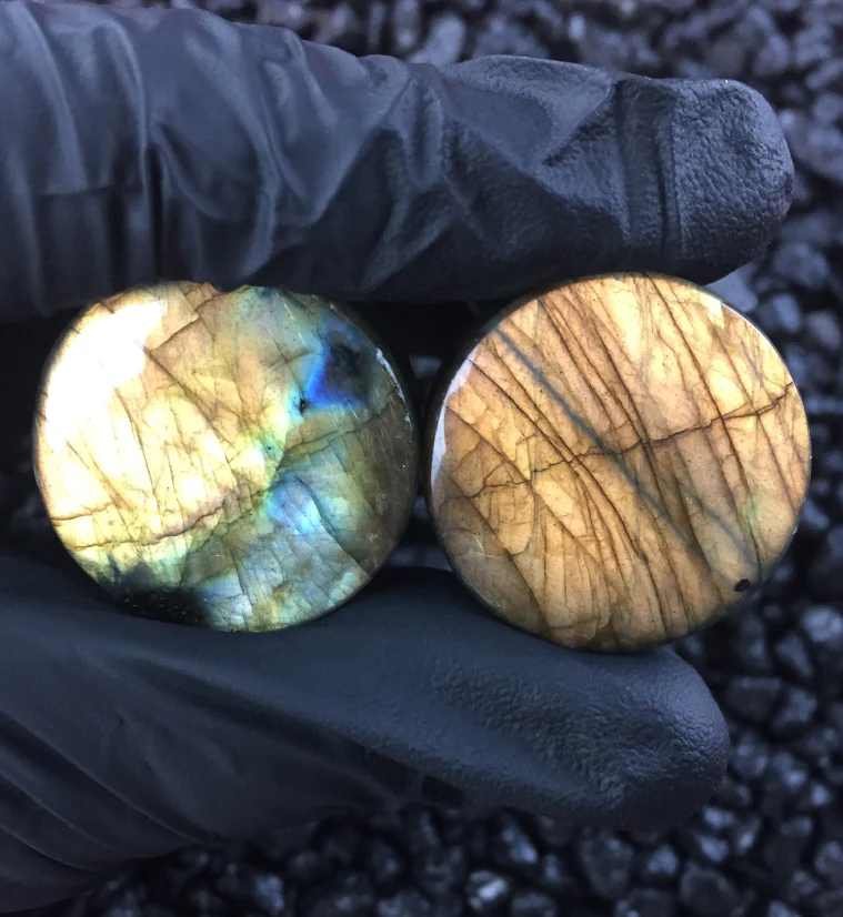 Labradorite Stone Plugs (1 Inch - 25mm) Version 1