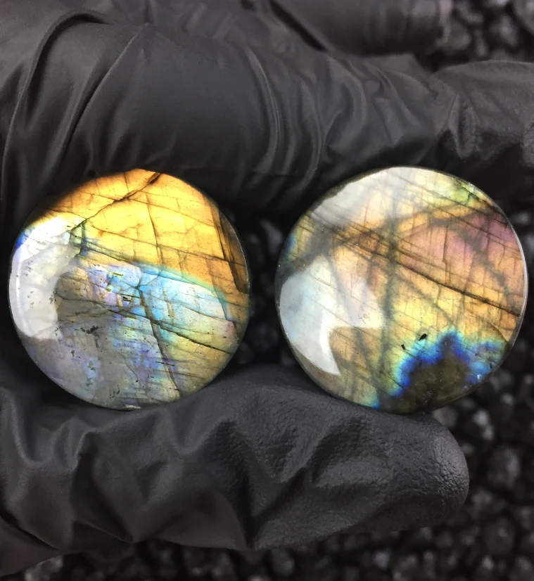 Labradorite Stone Plugs (1 Inch - 25mm) Version 3