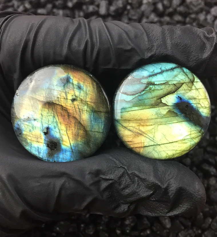 Labradorite Stone Plugs (1 & 1/8" - 28mm) Version 1