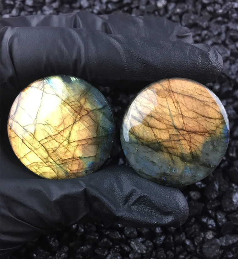 Labradorite Stone Plugs (1 & 1/4" - 32mm) Version C
