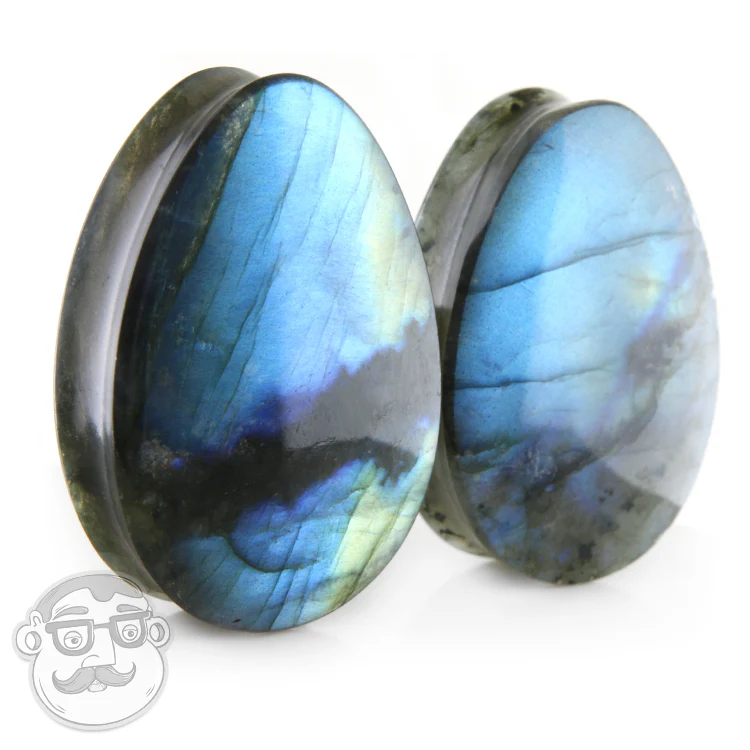 Labradorite Stone Teardrop Plugs - Image 11