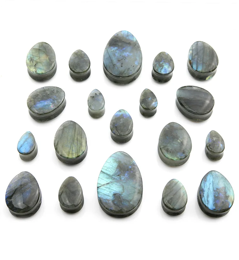 Labradorite Stone Teardrop Plugs - Image 3