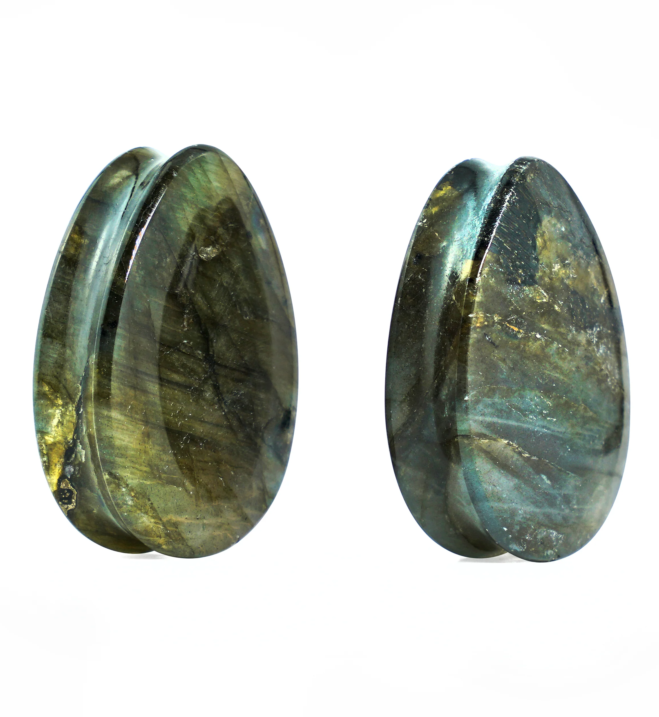 Labradorite Teardrop Stone Plugs 1 & 1/4" (32mm) Version 3 - Image 2
