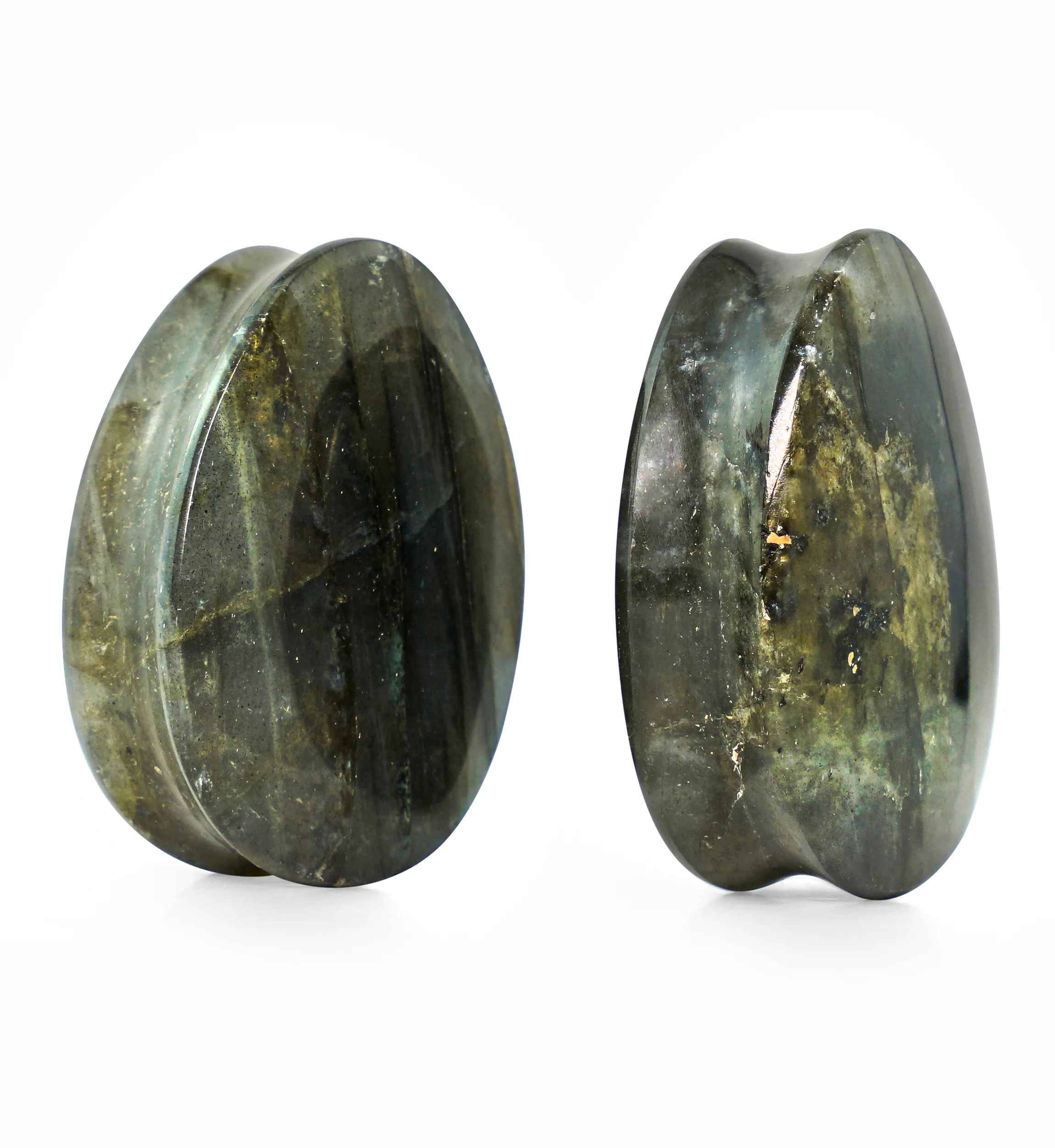 Labradorite Teardrop Stone Plugs 1 & 1/8" (28mm) Version 1 - Image 2