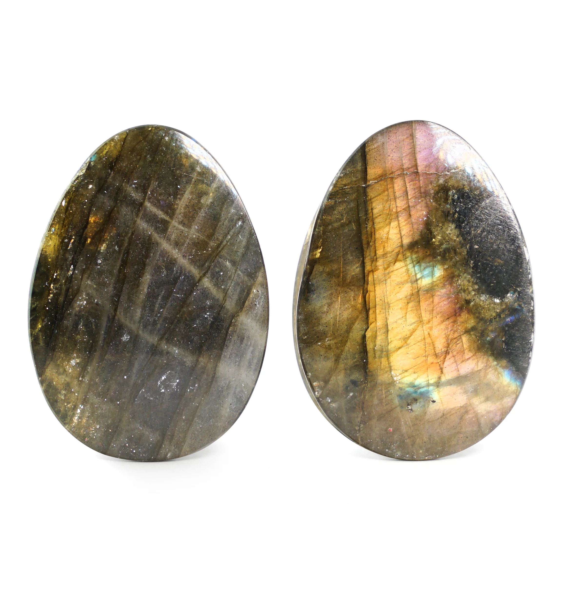 Labradorite Teardrop Stone Plugs 1 & 1/8" (28mm) Version 2 - Image 3
