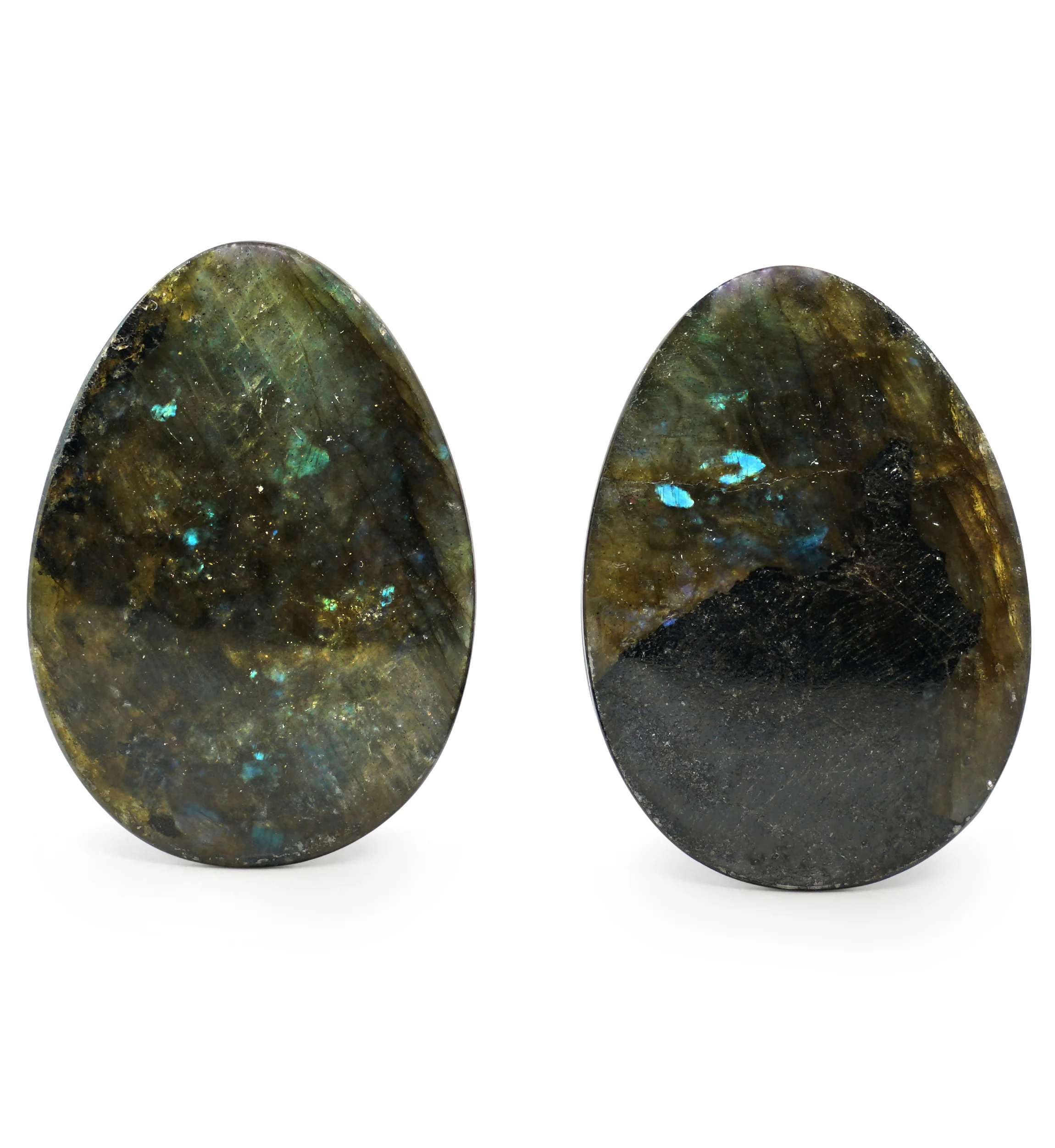 Labradorite Teardrop Stone Plugs 1 & 1/8" (28mm) Version 2 - Image 8