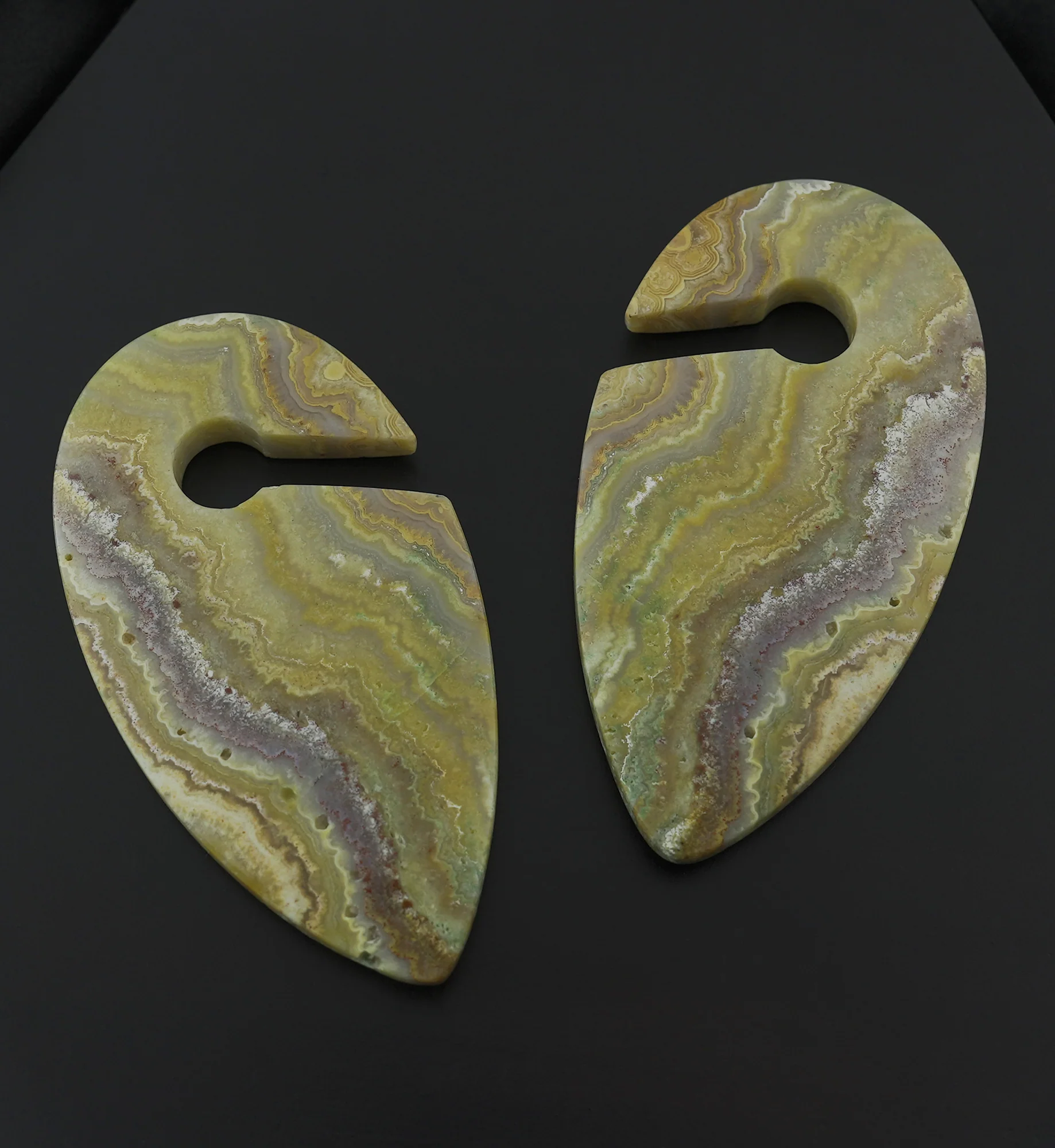 Lace Agate Stone Keyhole Ear Weights - Image 4