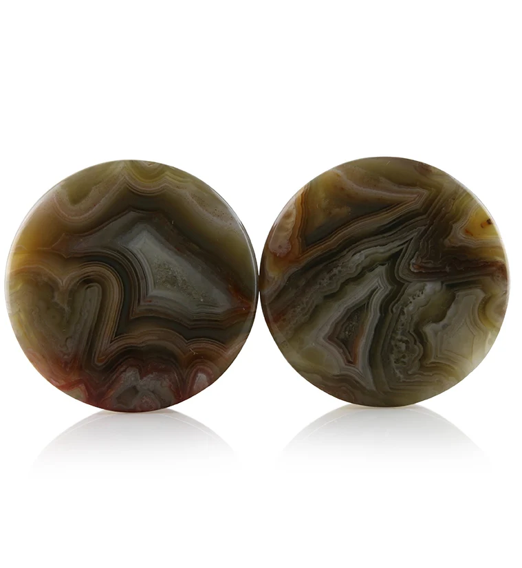 Laguna Lace Agate Stone Plugs 1 Inch (25mm) Version 4