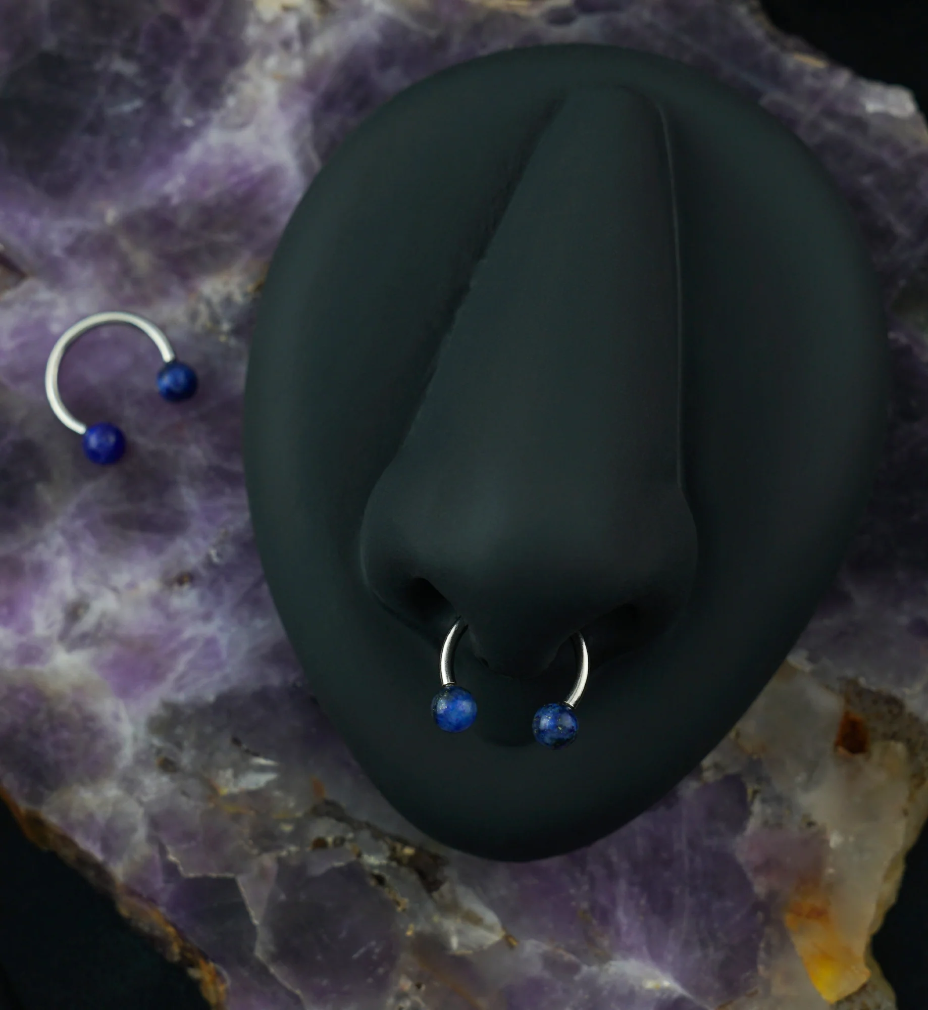 Lapis Lazuli Stone Circular Barbell - Image 3