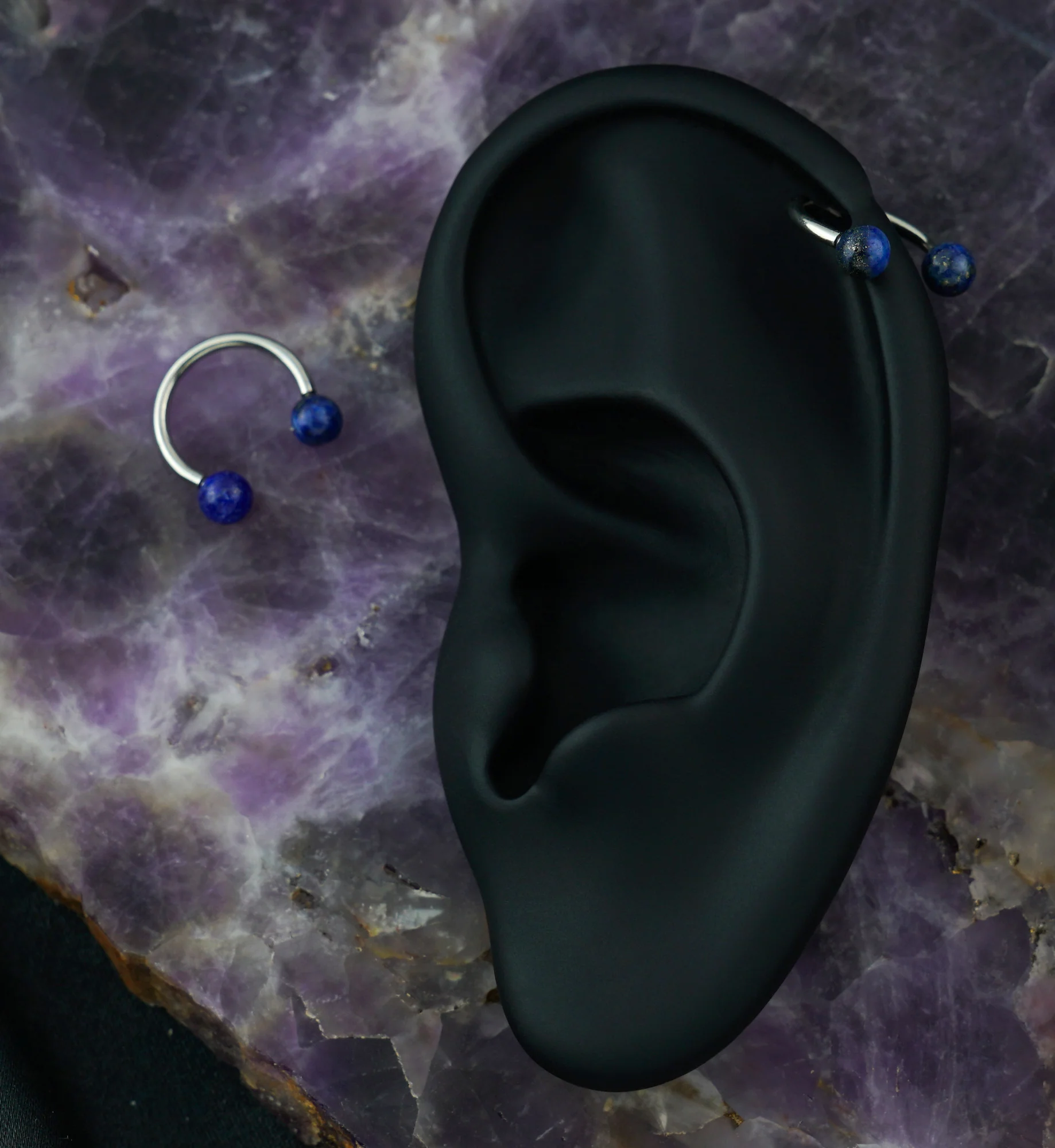 Lapis Lazuli Stone Circular Barbell - Image 4
