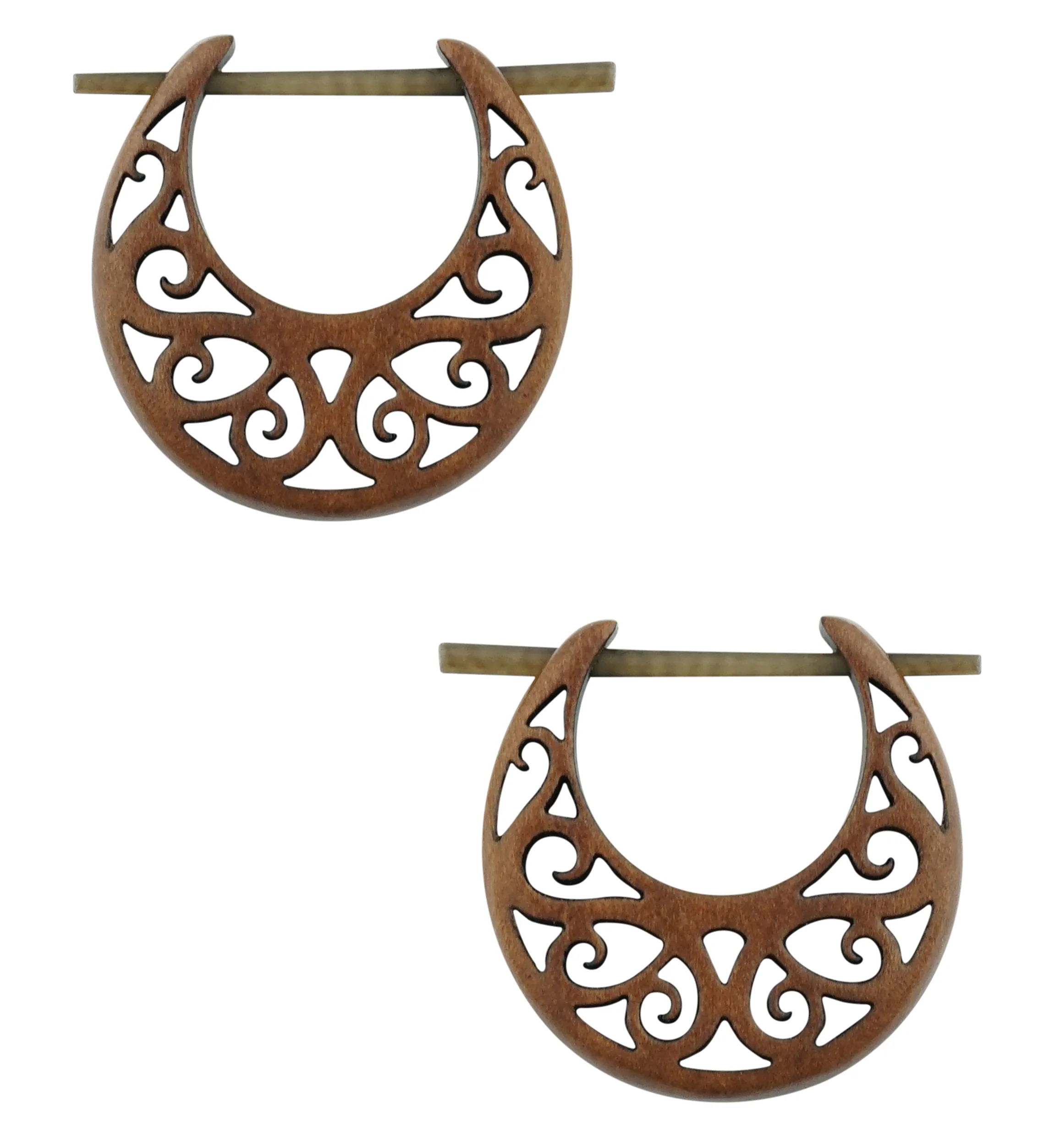 Lattice Hoop Wood Earrings