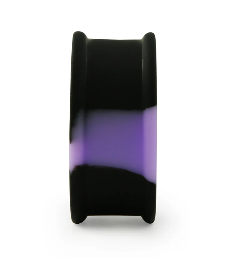 Lavender And Black Double Flare Silicone Plugs - Image 4