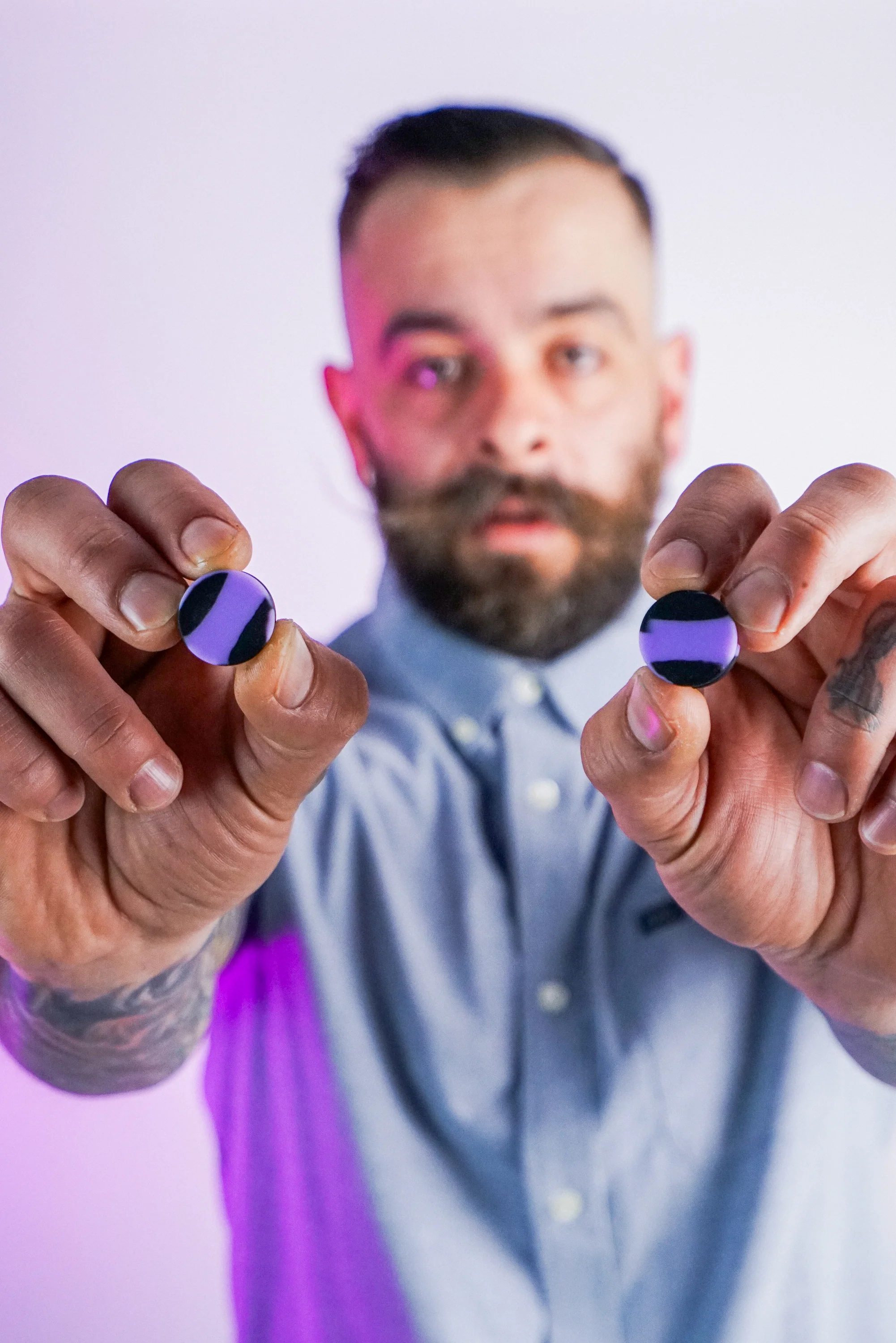 Lavender And Black Double Flare Silicone Plugs - Image 5