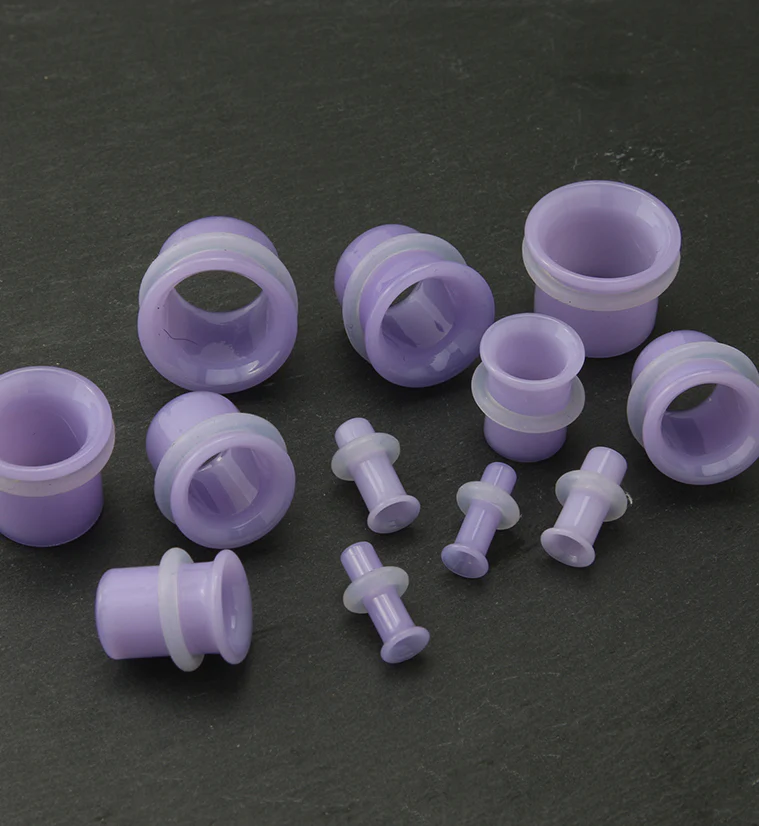 Lavender Glass Single Flare Tunnels - Image 3