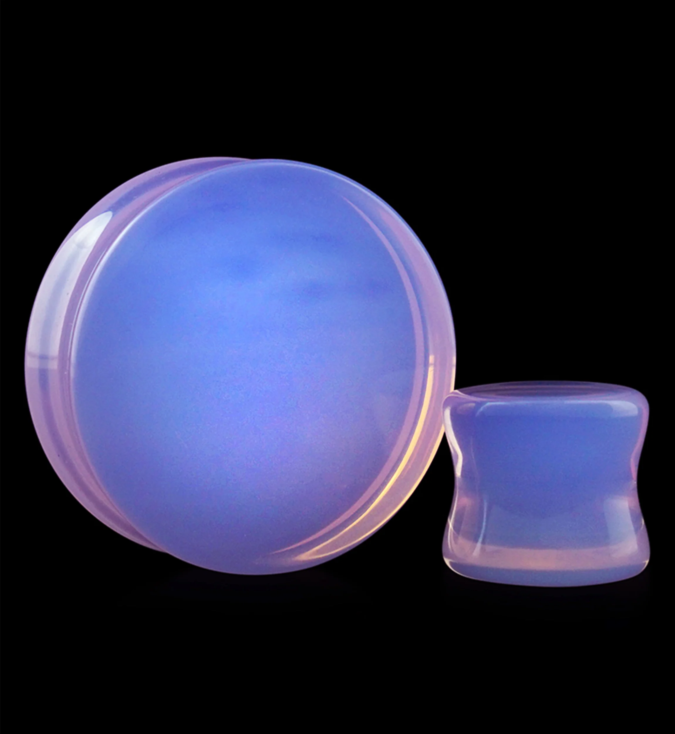 Lavender Opalite Glass Double Flare Plugs - Image 5