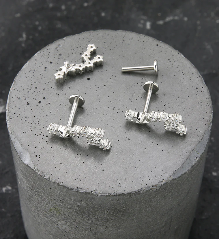 Leo Constellation Clear CZ Stainless Steel Internally Threaded Labret - Image 2