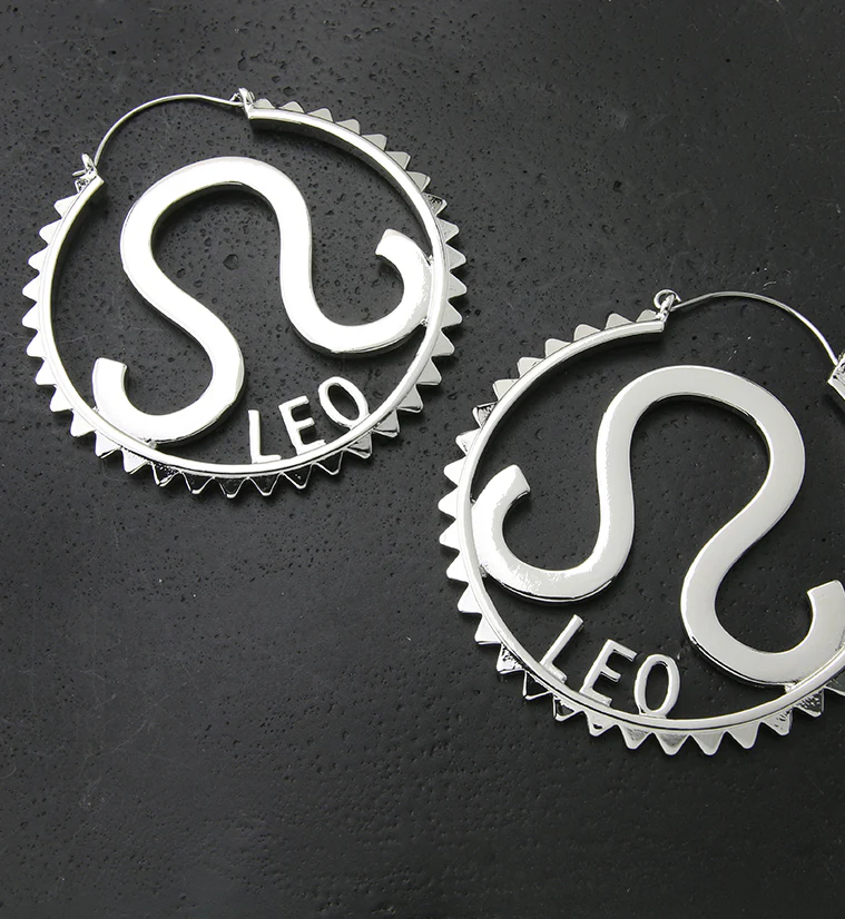 Leo Sign Plug Hoops - Image 2
