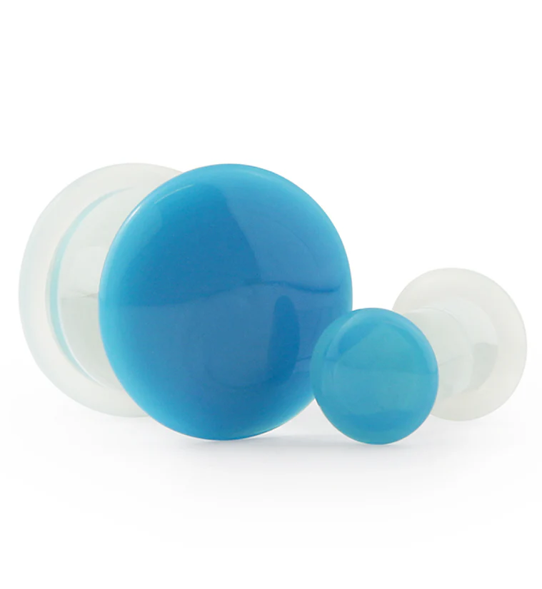 Light Blue Color Front Single Flare Glass Plugs - Image 2