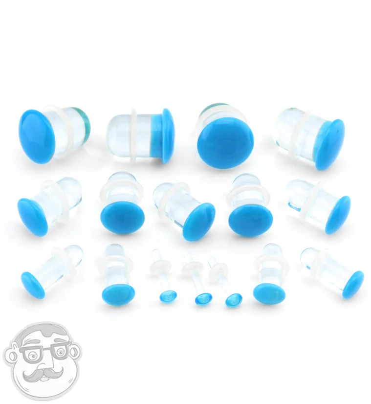 Light Blue Color Front Single Flare Glass Plugs - Image 4