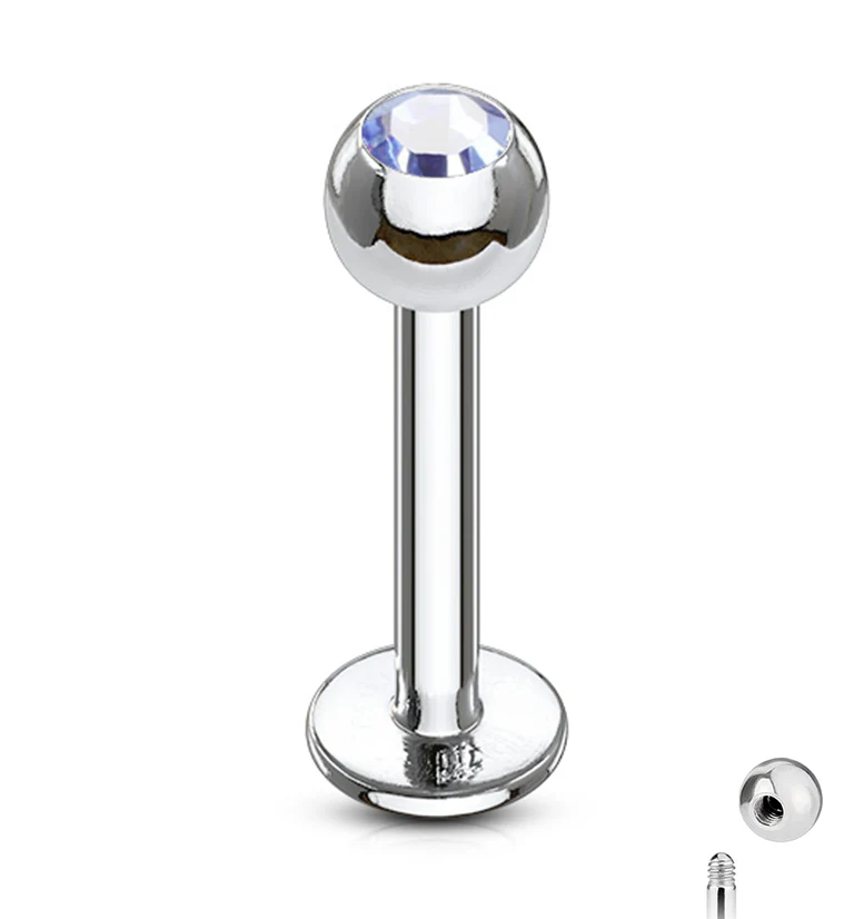 Light Blue CZ Labret Post