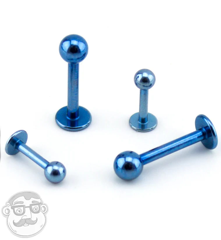 Light Blue PVD Labret Post - Image 2