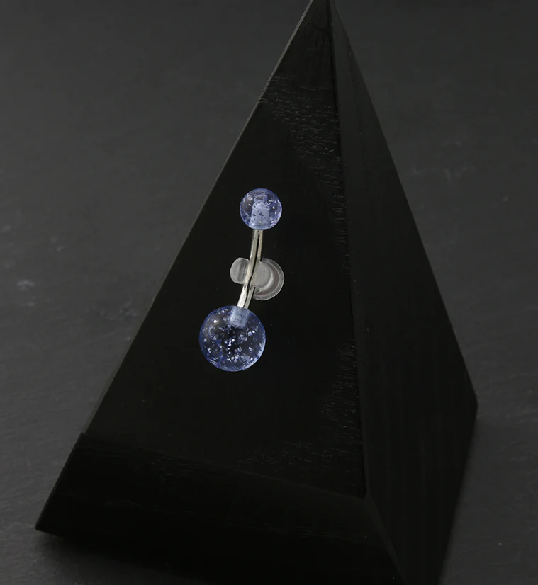 Light Blue UV Glitter Ball Belly Button Ring - Image 2