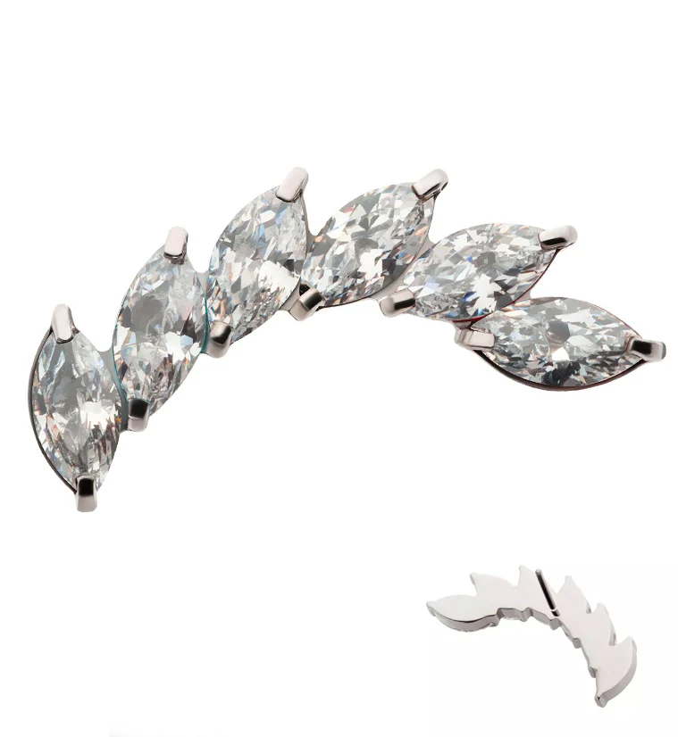 Long Cascade Clear CZ Titanium Threadless Top