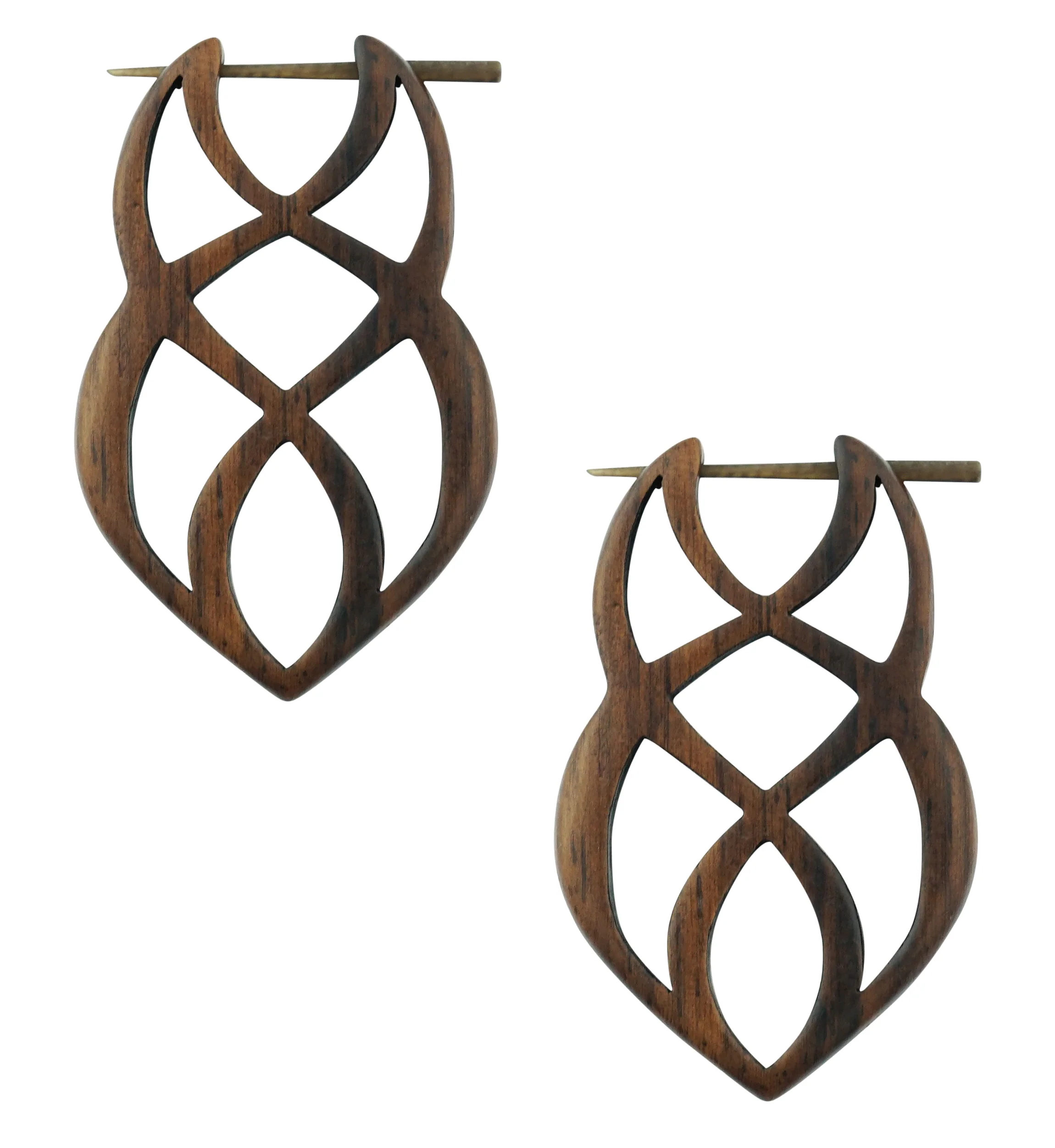 Long Celtic Knot Wood Earrings
