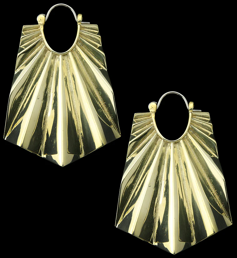 Long Rays Brass Titanium Hangers / Earrings