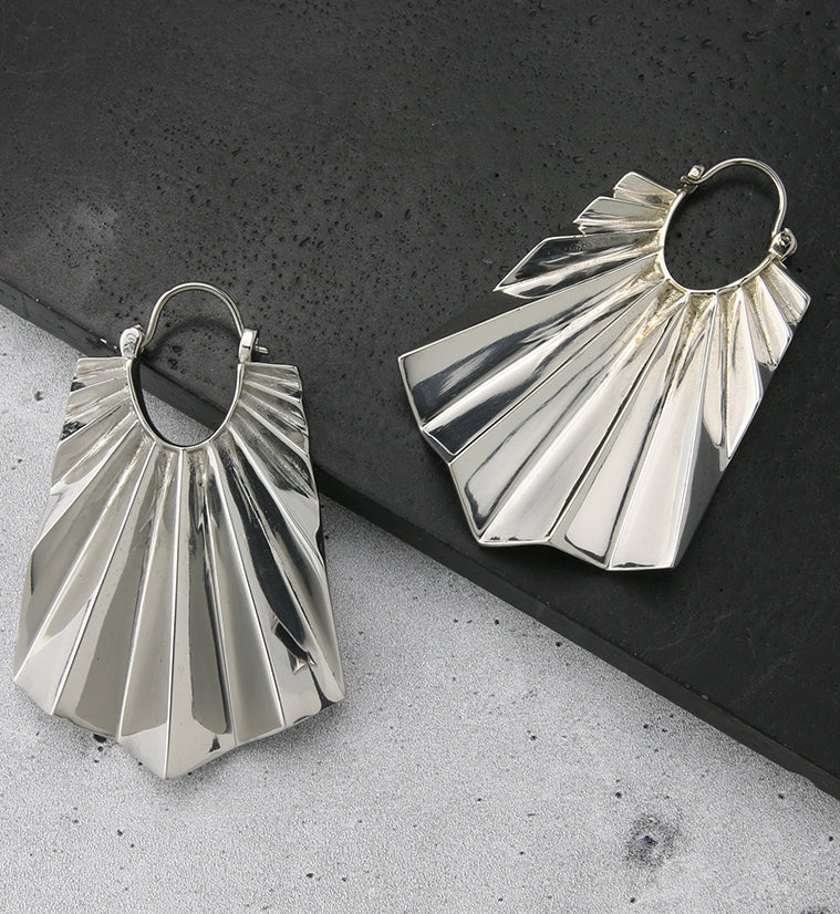 Long Rays White Brass Titanium Hangers / Earrings - Image 2
