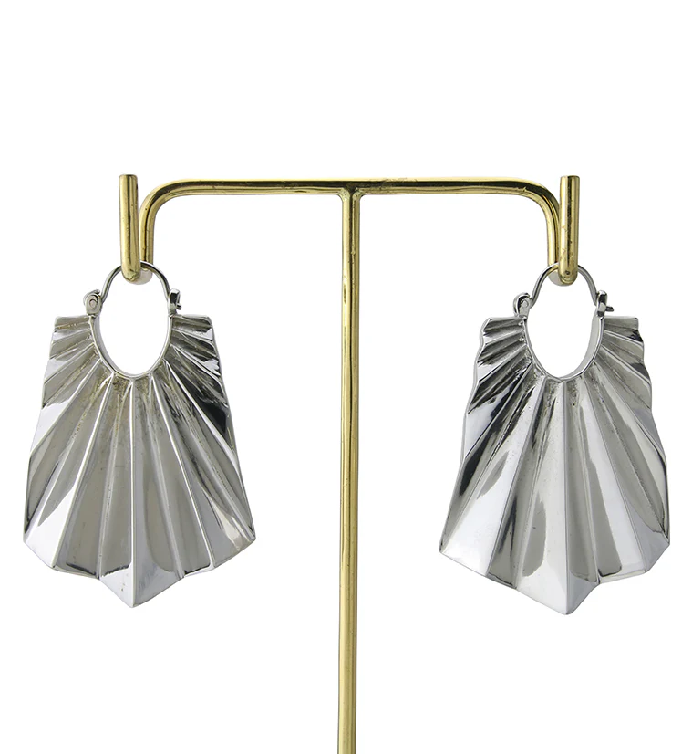 Long Rays White Brass Titanium Hangers / Earrings - Image 3