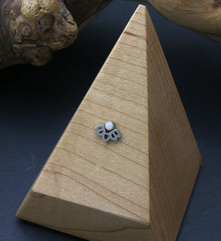 Lotus Flower White Opalite Threadless Titanium Top - Image 2