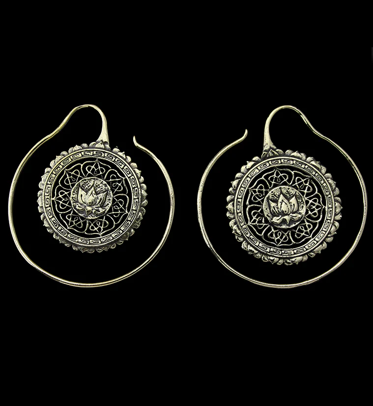Lotus Medallion Brass Hangers / Earrings