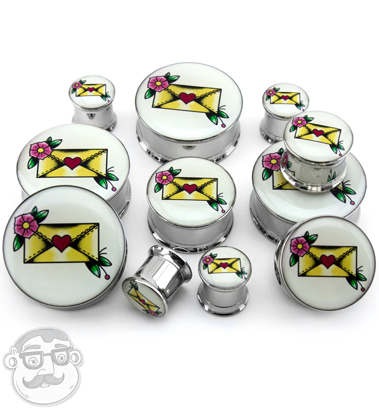 Love Letter Tattoo Steel Plugs - Image 2